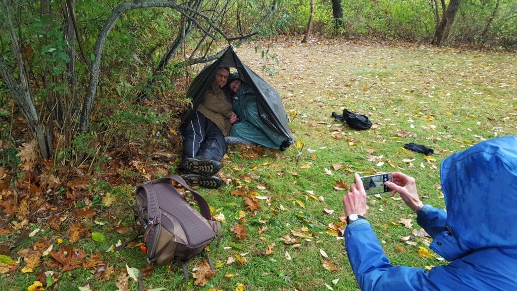 Nelson was prepared and made a great quick shelter including a ground cloth.