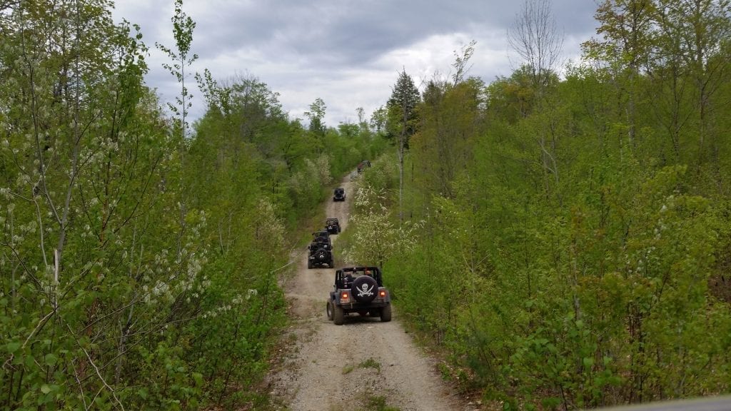 Off road 4x4 jeep trails in Maine.
