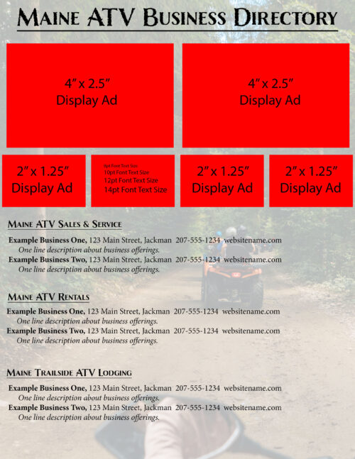 Maine ATV Trail Atlas Advertising Sample Page