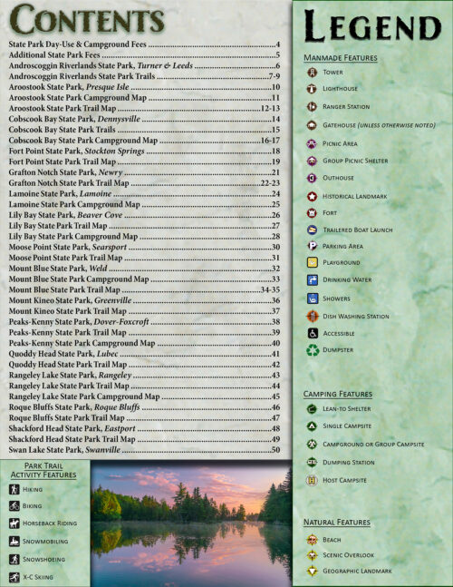 Adventure Guide to Maine State Parks- Northern Region- Table of Contents