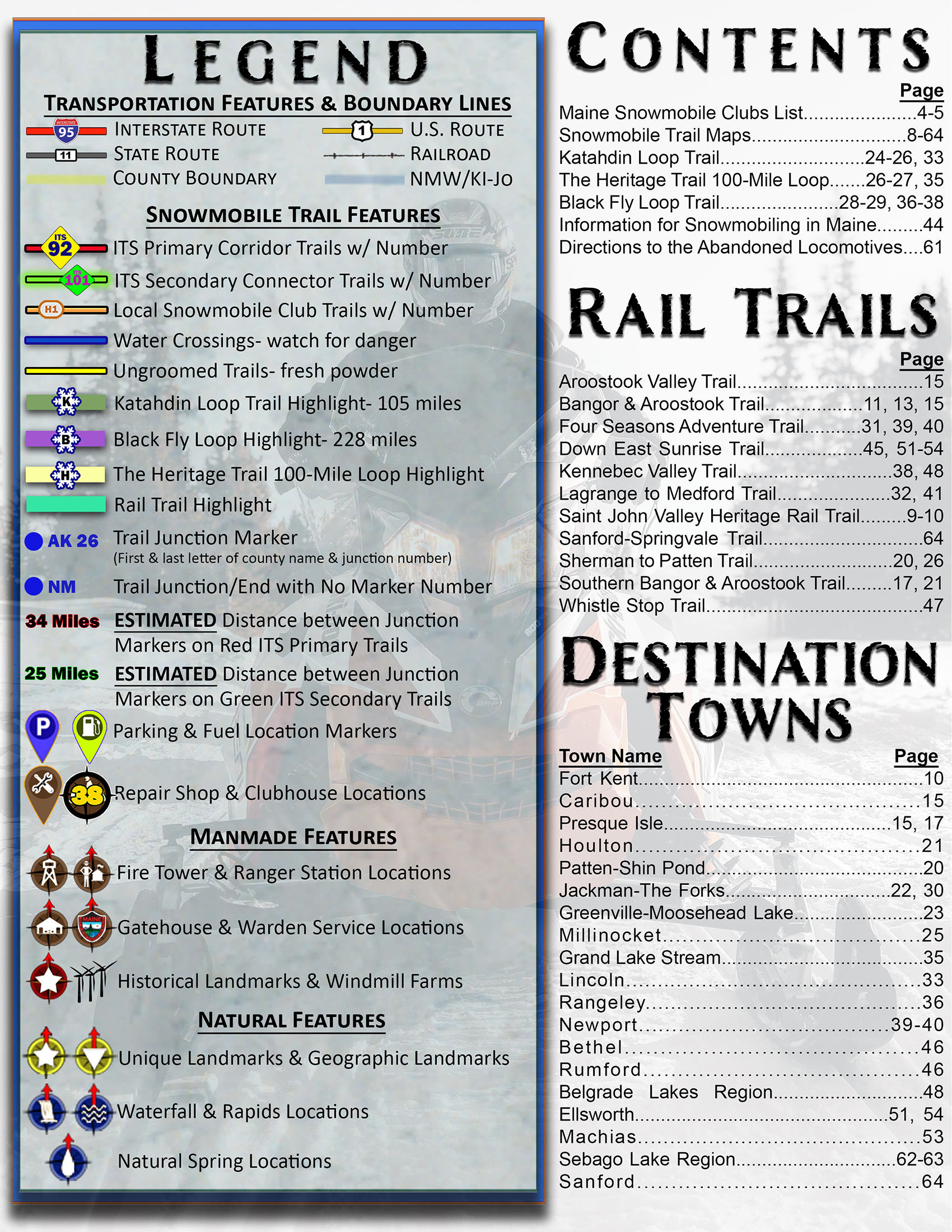 2026 2027 Maine Snowmobile Map Atlas Contents